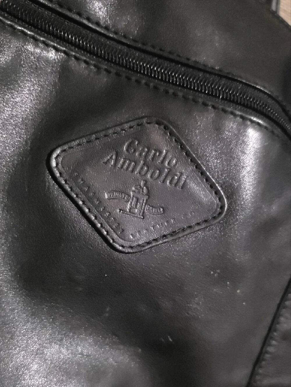 CARLO AMBOLDI Black Leather Travel Duffel Bag - Men